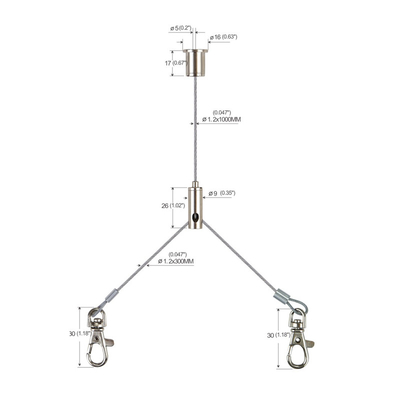 গলদা চিংড়ি হুক YW-86021 সহ Y শেপ LED প্যানেল লাইট হ্যাঙ্গিং সিস্টেম